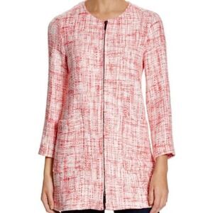 Sanctuary Tweed Women's City Blazer Jacket Collarless 3/4 Sleeves Red White S